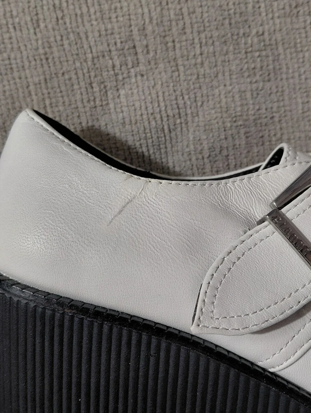 NEW Gianni Bini Yasmina White Leather Platform Monk Strap Creepers Size 5 Loafer